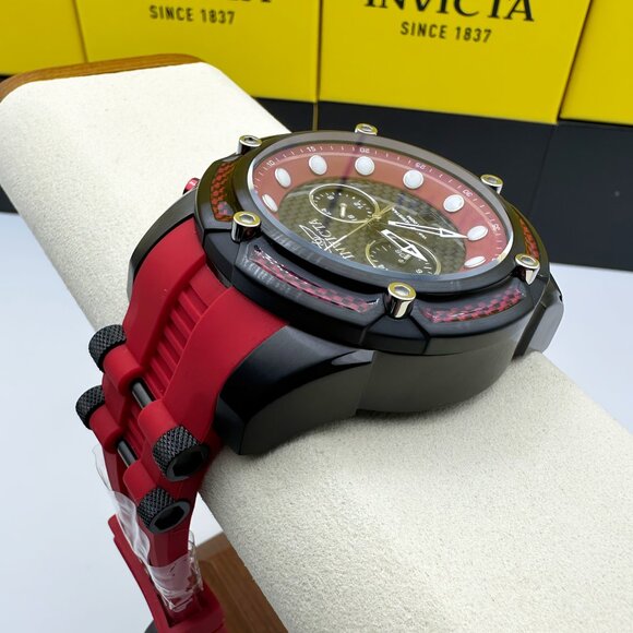 BRAND NEW Invicta Bolt Zeus Men 52mm Red/Black Chronograph Watch Red Poly Strap - Picture 3 of 7